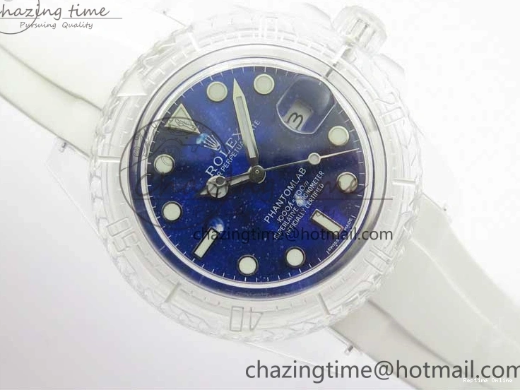0512 Submariner Phantomlab Transparent KZF Best Edition Deep Blue Dial on White Rubber Strap VR WellDesigned 2568